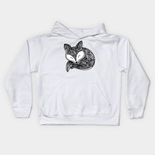 Black and White Mandala fox Kids Hoodie